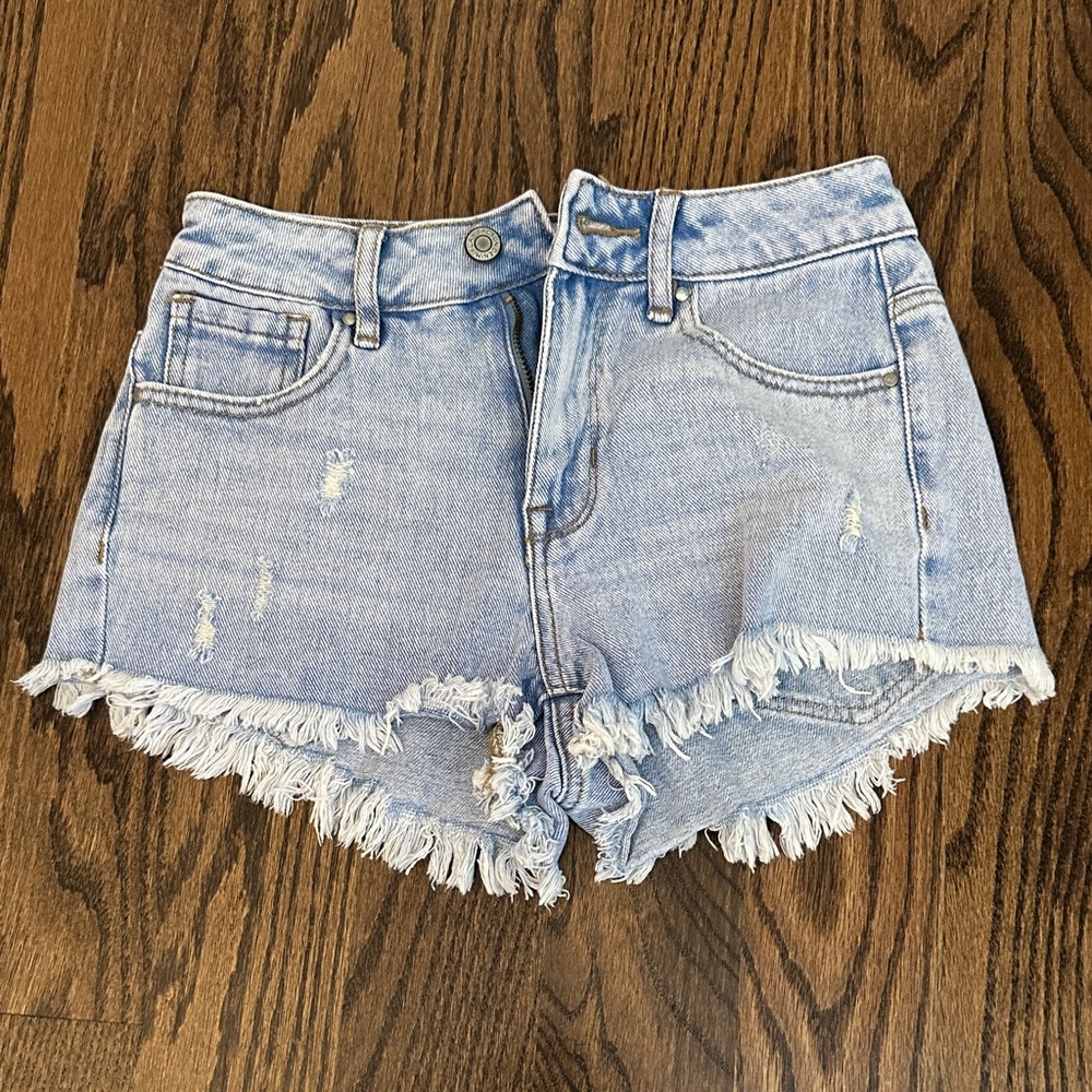 PacSun Frayed Hem Light Blue Jean Shorts